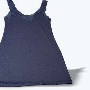 Only Hearts NYC by Helena Stuart Navy Blue Lace Trim Camisole Tunic Womens Small